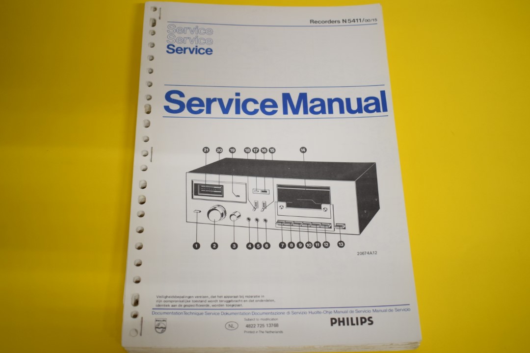 Philips N5411 cassettedeck Service Manual  			